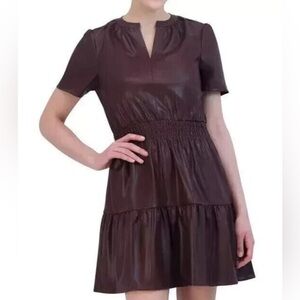 Vigoss Women's Faux Leather Midweight Dress size large brown NWT
